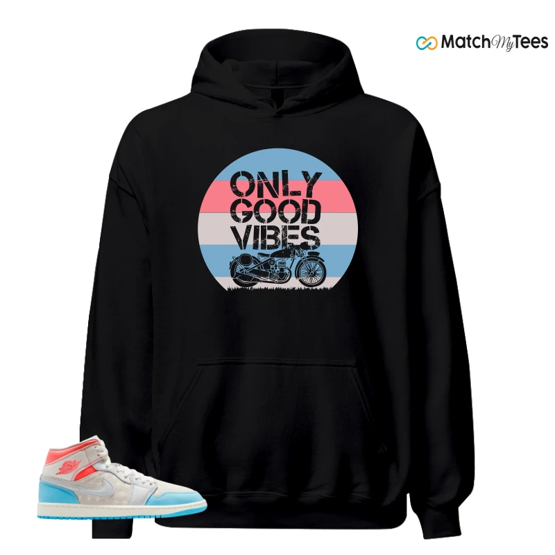NIKE AIR JORDAN 1 MID SAIL HOT LAVA BLUE CHILL SNEAKER Matching Tees hoodie