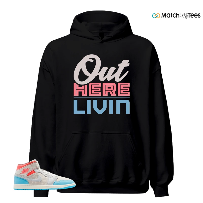 NIKE AIR JORDAN 1 MID SAIL HOT LAVA BLUE CHILL SNEAKER Matching Tees hoodie