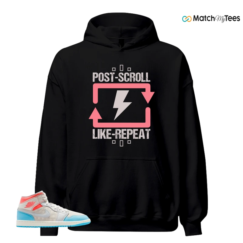 NIKE AIR JORDAN 1 MID SAIL HOT LAVA BLUE CHILL SNEAKER Matching Tees hoodie
