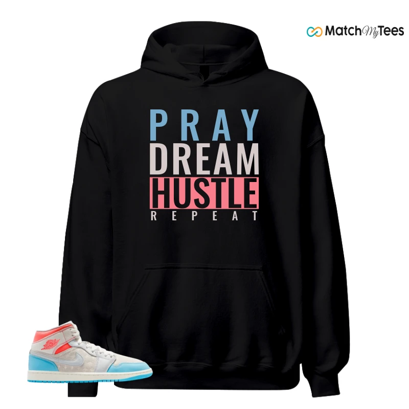 NIKE AIR JORDAN 1 MID SAIL HOT LAVA BLUE CHILL SNEAKER Matching Tees hoodie