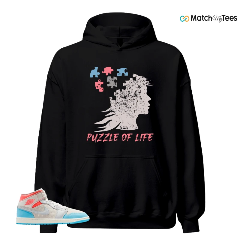 NIKE AIR JORDAN 1 MID SAIL HOT LAVA BLUE CHILL SNEAKER Matching Tees hoodie
