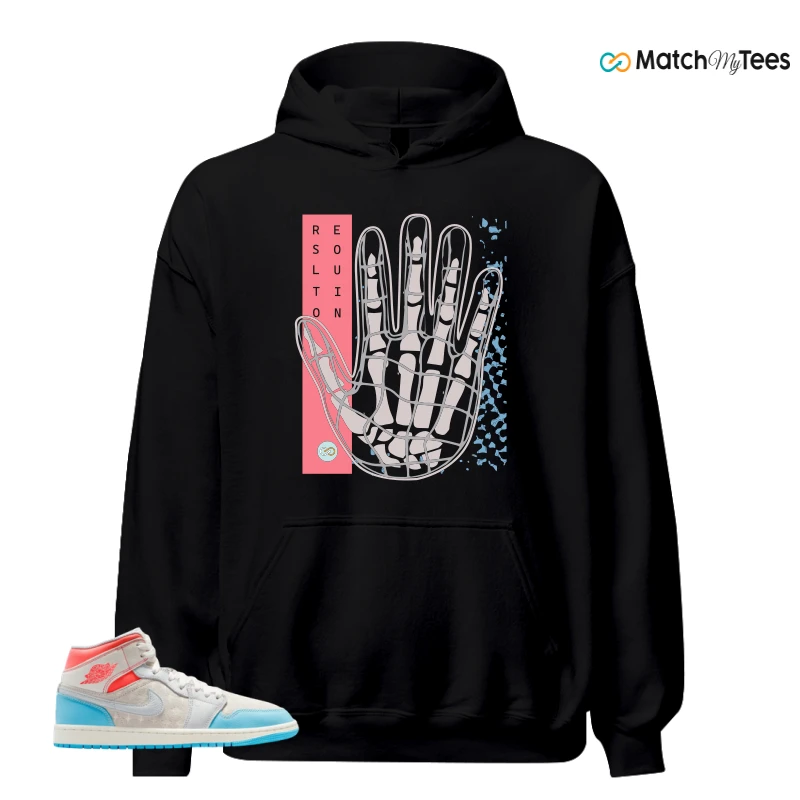 NIKE AIR JORDAN 1 MID SAIL HOT LAVA BLUE CHILL SNEAKER Matching Tees hoodie