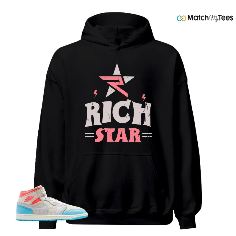 NIKE AIR JORDAN 1 MID SAIL HOT LAVA BLUE CHILL SNEAKER Matching Tees hoodie