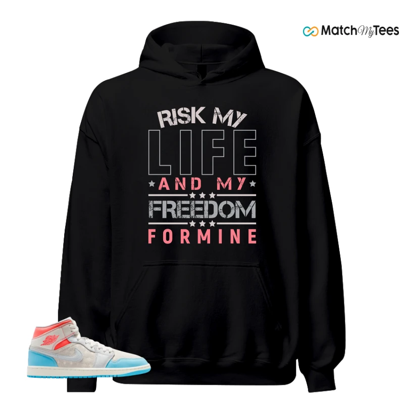NIKE AIR JORDAN 1 MID SAIL HOT LAVA BLUE CHILL SNEAKER Matching Tees hoodie