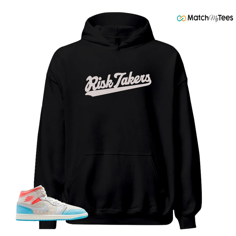 NIKE AIR JORDAN 1 MID SAIL HOT LAVA BLUE CHILL SNEAKER Matching Tees hoodie