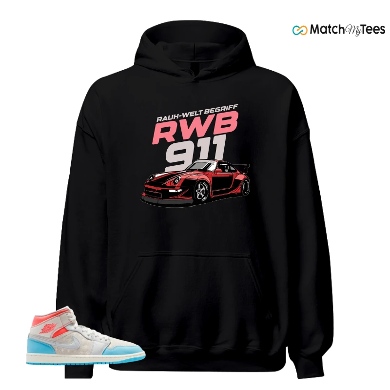 NIKE AIR JORDAN 1 MID SAIL HOT LAVA BLUE CHILL SNEAKER Matching Tees hoodie
