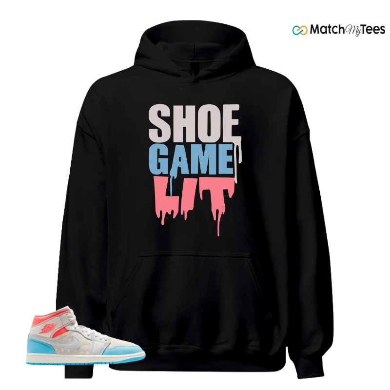 NIKE AIR JORDAN 1 MID SAIL HOT LAVA BLUE CHILL SNEAKER Matching Tees hoodie