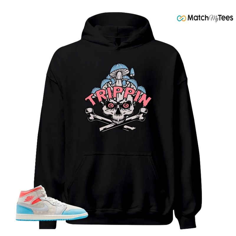 NIKE AIR JORDAN 1 MID SAIL HOT LAVA BLUE CHILL SNEAKER Matching Tees hoodie
