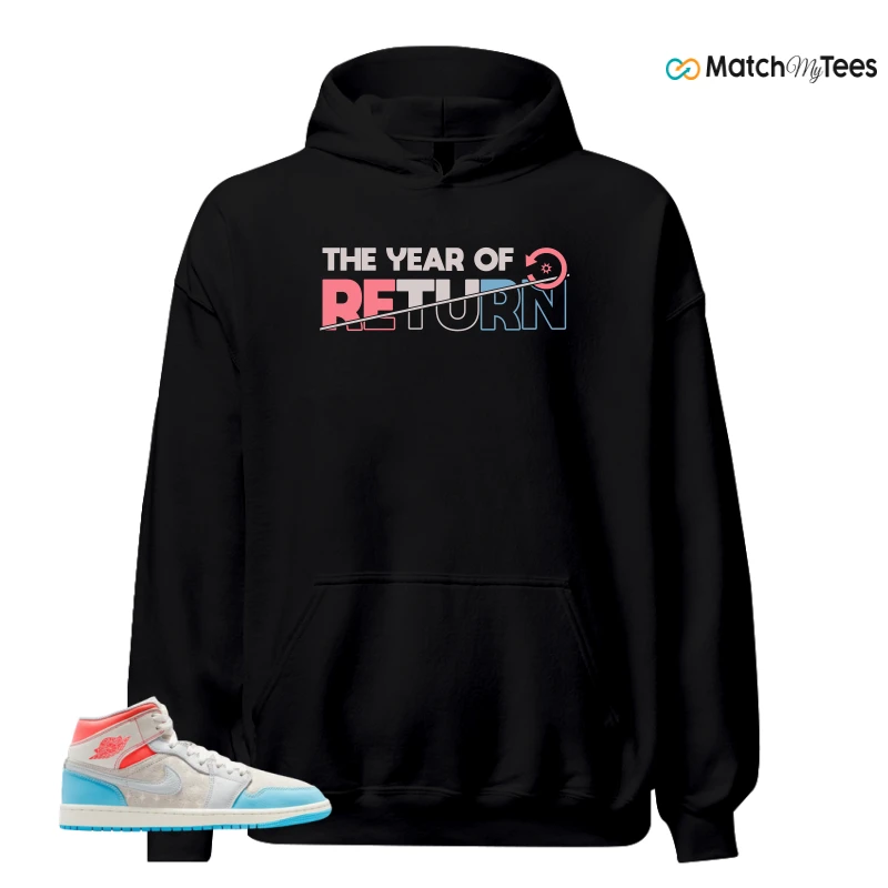 NIKE AIR JORDAN 1 MID SAIL HOT LAVA BLUE CHILL SNEAKER Matching Tees hoodie