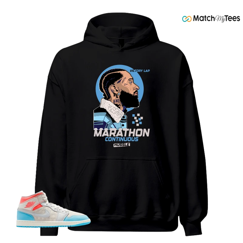 NIKE AIR JORDAN 1 MID SAIL HOT LAVA BLUE CHILL SNEAKER Matching Tees hoodie