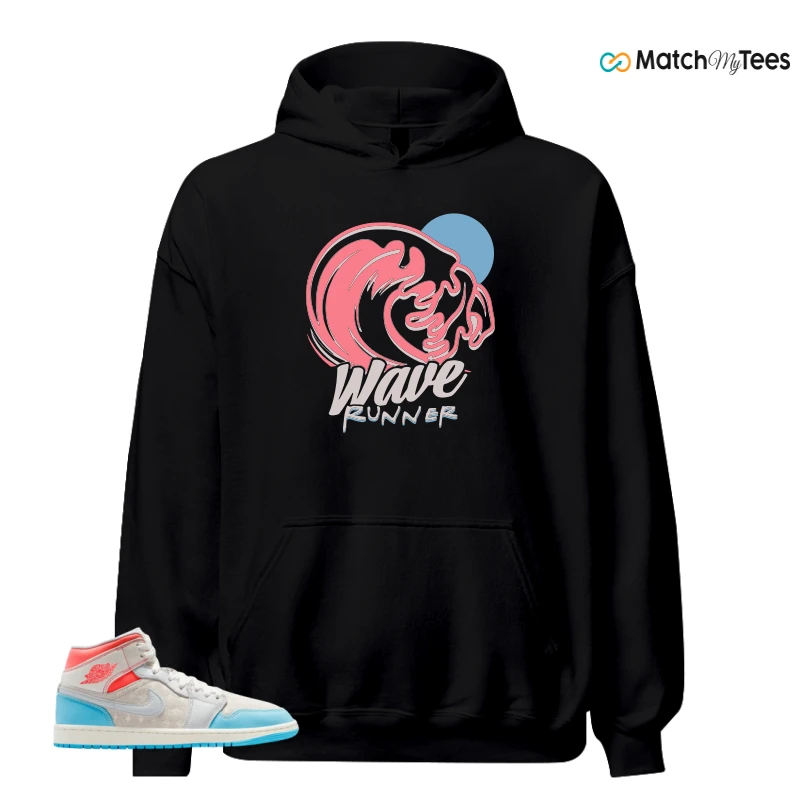 NIKE AIR JORDAN 1 MID SAIL HOT LAVA BLUE CHILL SNEAKER Matching Tees hoodie