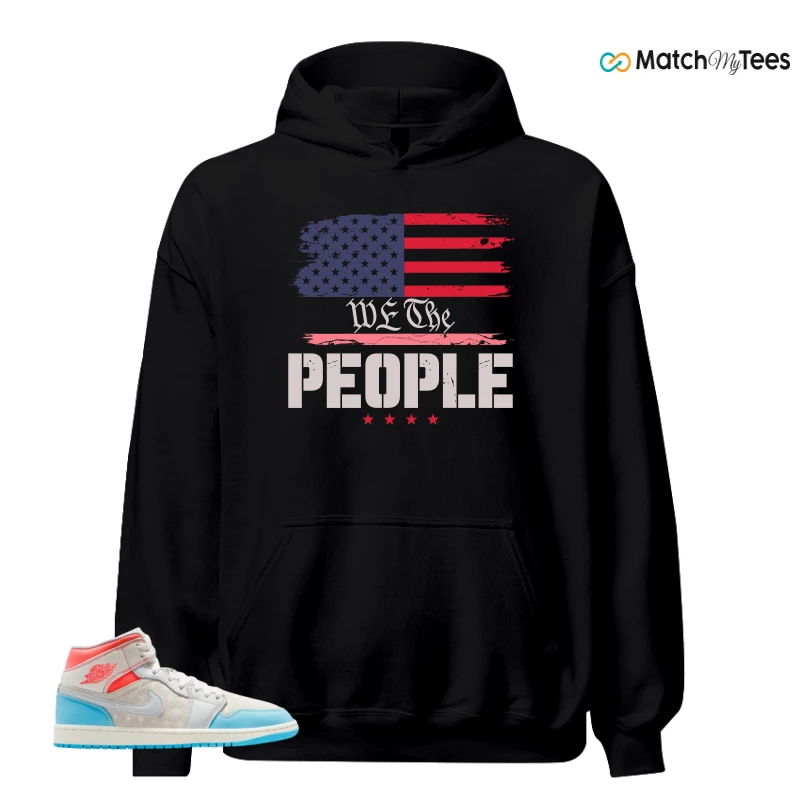 NIKE AIR JORDAN 1 MID SAIL HOT LAVA BLUE CHILL SNEAKER Matching Tees hoodie