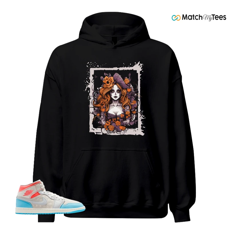 NIKE AIR JORDAN 1 MID SAIL HOT LAVA BLUE CHILL SNEAKER Matching Tees hoodie