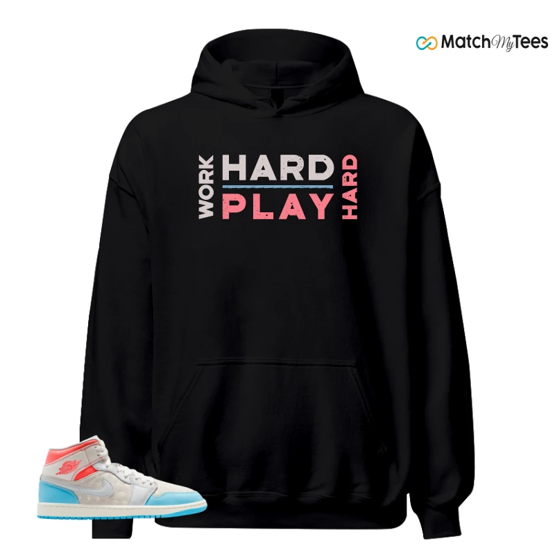 NIKE AIR JORDAN 1 MID SAIL HOT LAVA BLUE CHILL SNEAKER Matching Tees hoodie