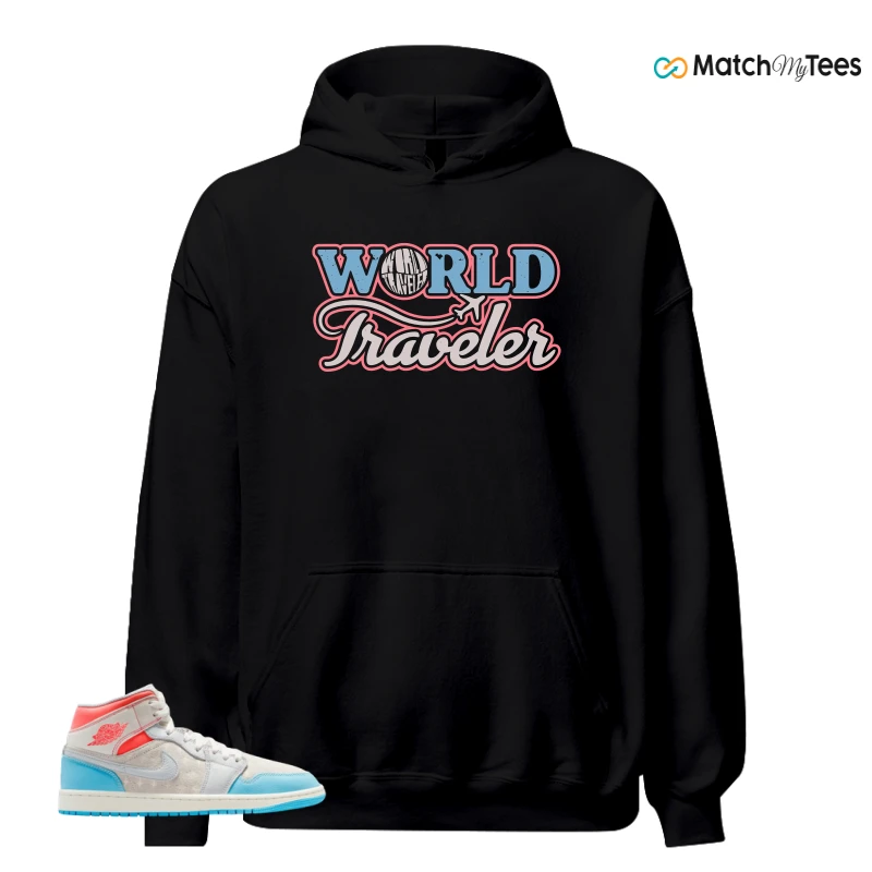 NIKE AIR JORDAN 1 MID SAIL HOT LAVA BLUE CHILL SNEAKER Matching Tees hoodie