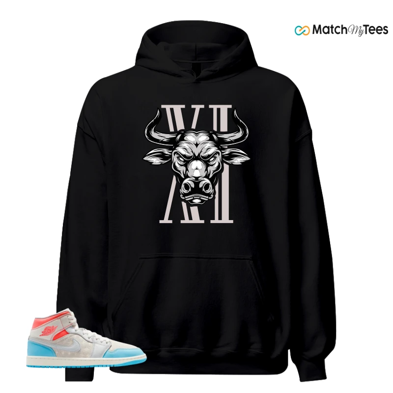 NIKE AIR JORDAN 1 MID SAIL HOT LAVA BLUE CHILL SNEAKER Matching Tees hoodie