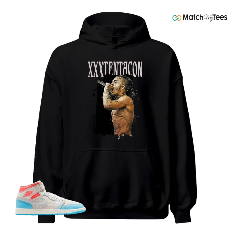 NIKE AIR JORDAN 1 MID SAIL HOT LAVA BLUE CHILL SNEAKER Matching Tees hoodie