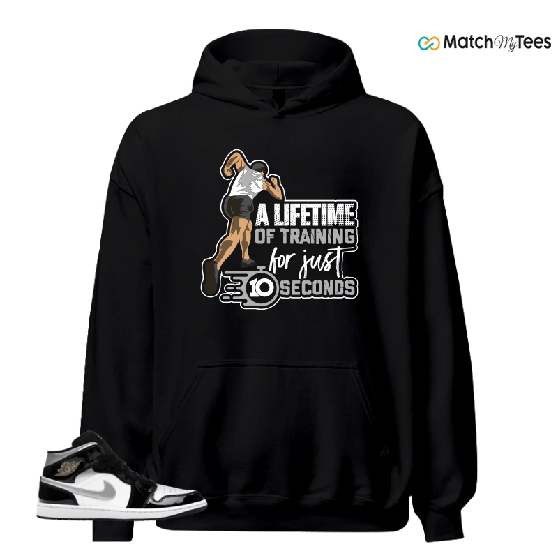 NIKE AIR JORDAN 1 MID SE BLACK WHITE SNEAKER Matching Tees hoodie