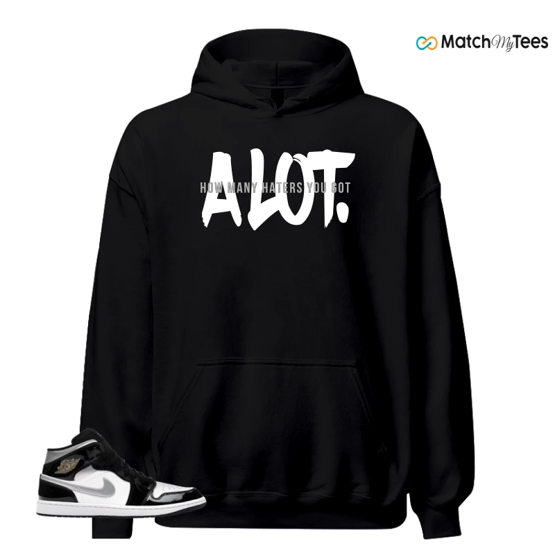 NIKE AIR JORDAN 1 MID SE BLACK WHITE SNEAKER Matching Tees hoodie