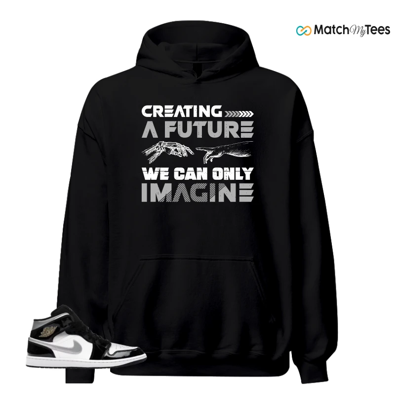 NIKE AIR JORDAN 1 MID SE BLACK WHITE SNEAKER Matching Tees hoodie