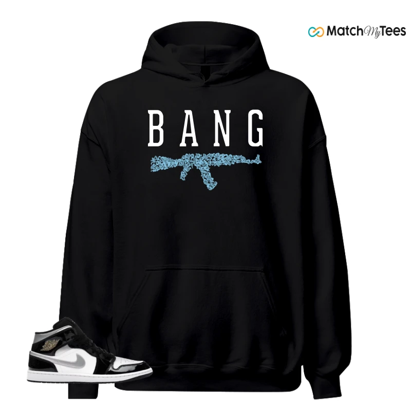 NIKE AIR JORDAN 1 MID SE BLACK WHITE SNEAKER Matching Tees hoodie