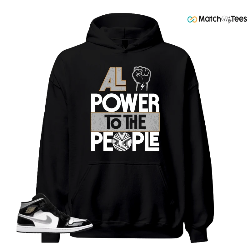 NIKE AIR JORDAN 1 MID SE BLACK WHITE SNEAKER Matching Tees hoodie