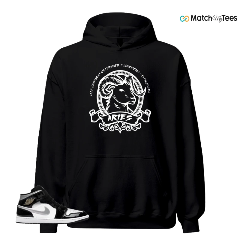 NIKE AIR JORDAN 1 MID SE BLACK WHITE SNEAKER Matching Tees hoodie