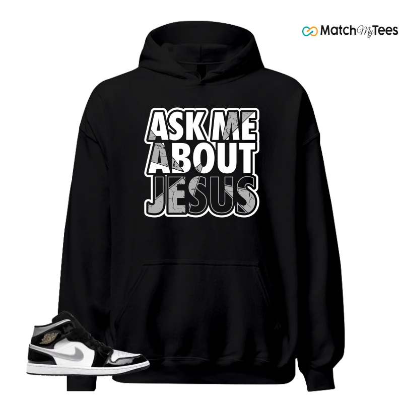 NIKE AIR JORDAN 1 MID SE BLACK WHITE SNEAKER Matching Tees hoodie