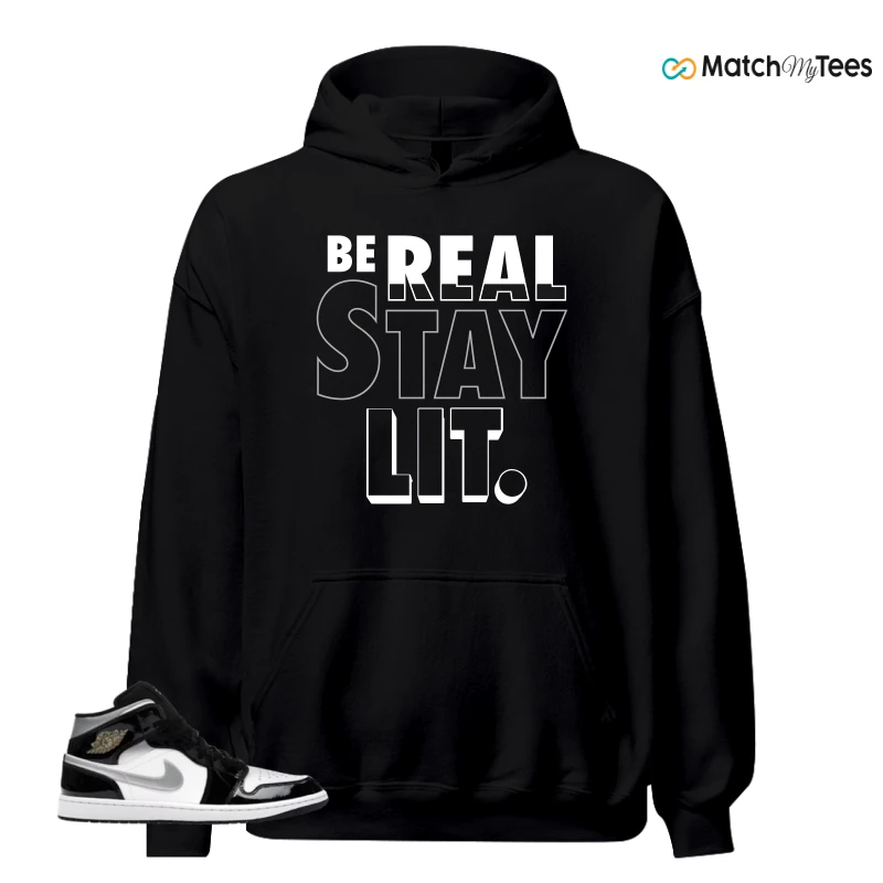 NIKE AIR JORDAN 1 MID SE BLACK WHITE SNEAKER Matching Tees hoodie