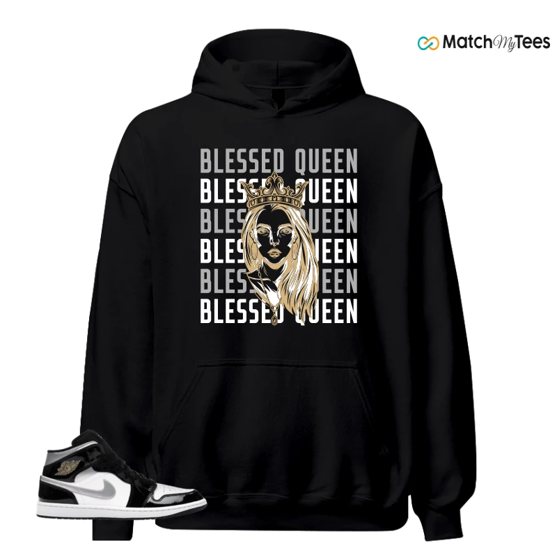 NIKE AIR JORDAN 1 MID SE BLACK WHITE SNEAKER Matching Tees hoodie