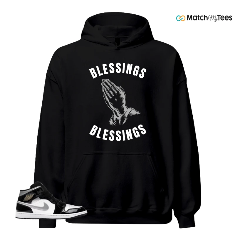 NIKE AIR JORDAN 1 MID SE BLACK WHITE SNEAKER Matching Tees hoodie