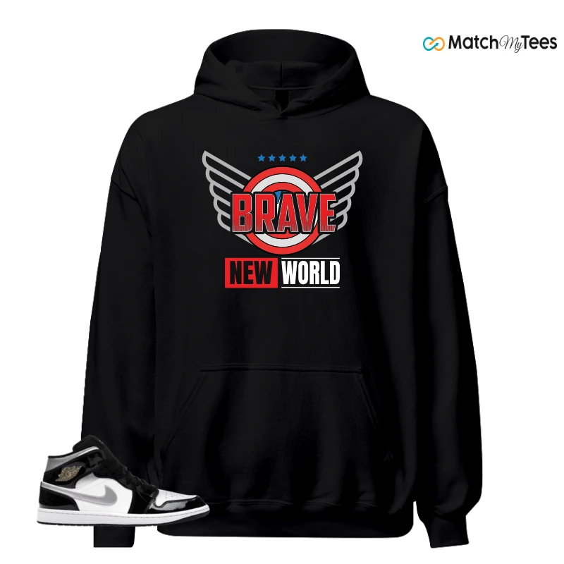 NIKE AIR JORDAN 1 MID SE BLACK WHITE SNEAKER Matching Tees hoodie