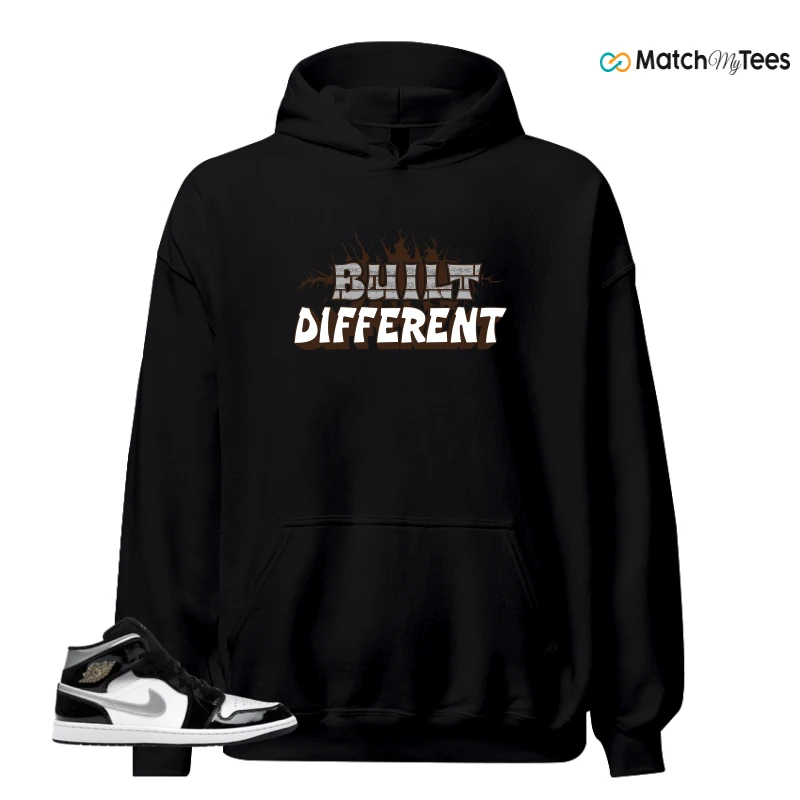 NIKE AIR JORDAN 1 MID SE BLACK WHITE SNEAKER Matching Tees hoodie