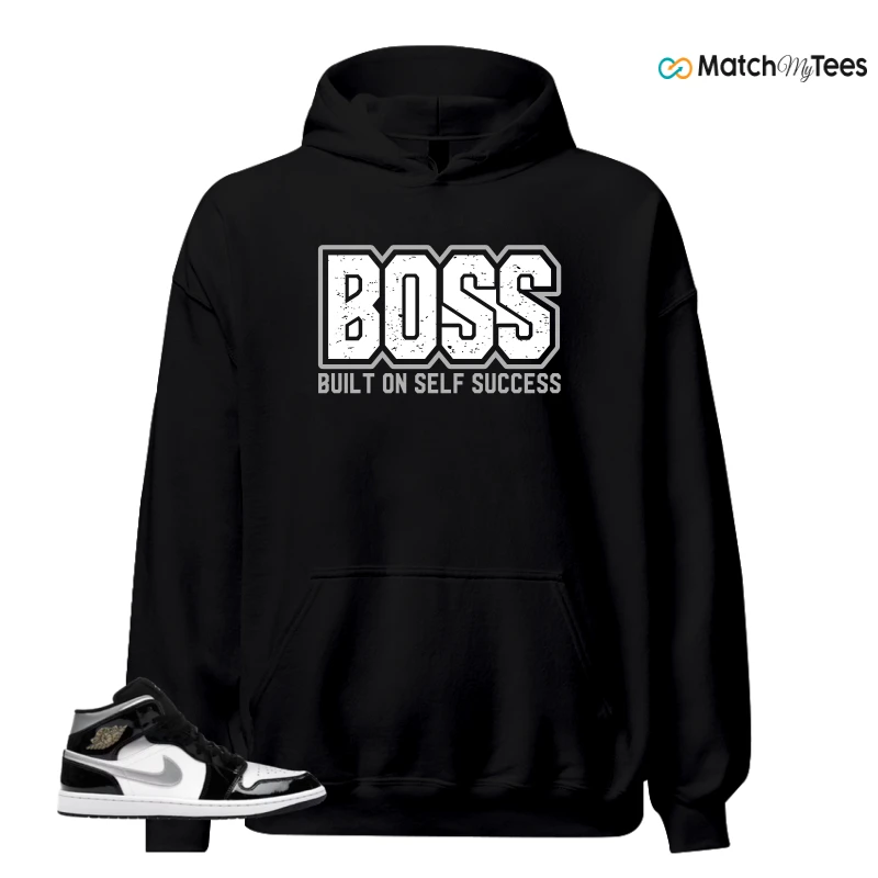 NIKE AIR JORDAN 1 MID SE BLACK WHITE SNEAKER Matching Tees hoodie