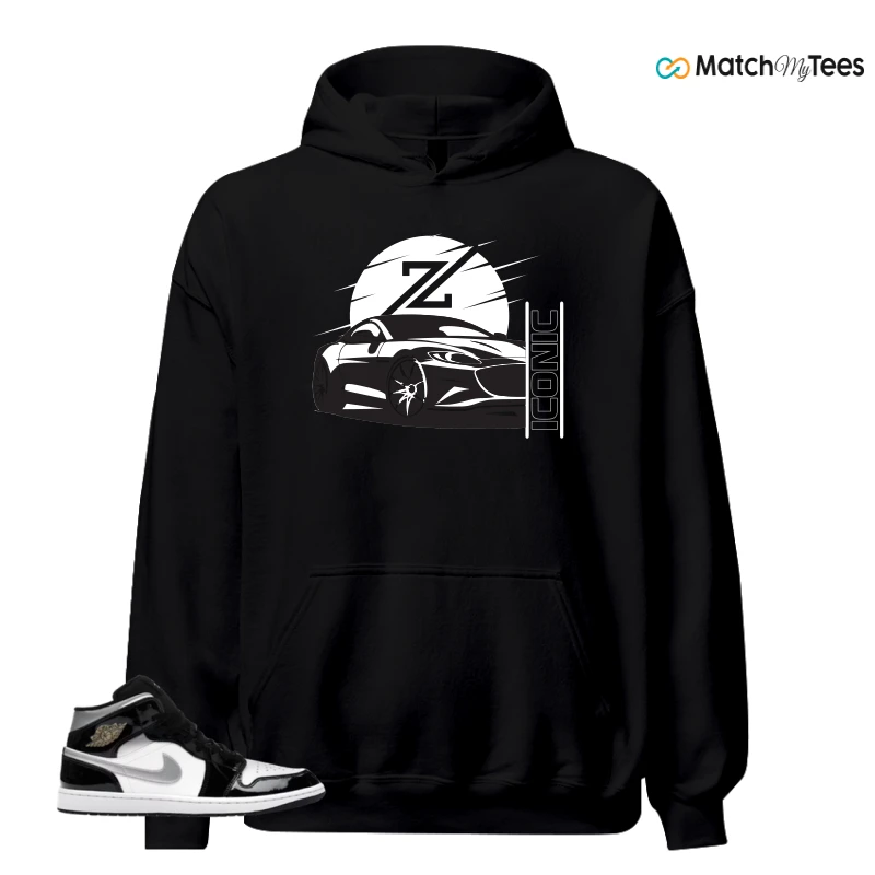 NIKE AIR JORDAN 1 MID SE BLACK WHITE SNEAKER Matching Tees hoodie