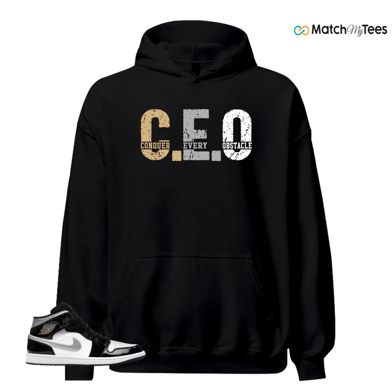 NIKE AIR JORDAN 1 MID SE BLACK WHITE SNEAKER Matching Tees hoodie