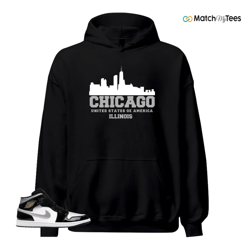 NIKE AIR JORDAN 1 MID SE BLACK WHITE SNEAKER Matching Tees hoodie