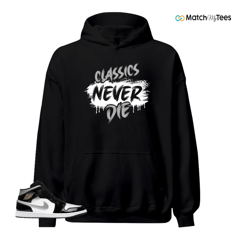 NIKE AIR JORDAN 1 MID SE BLACK WHITE SNEAKER Matching Tees hoodie