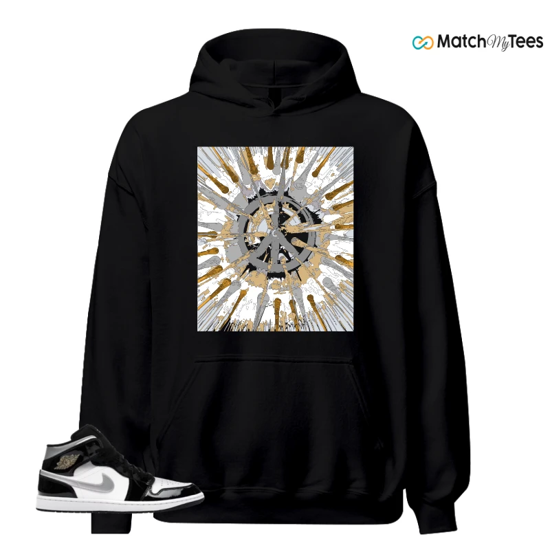 NIKE AIR JORDAN 1 MID SE BLACK WHITE SNEAKER Matching Tees hoodie