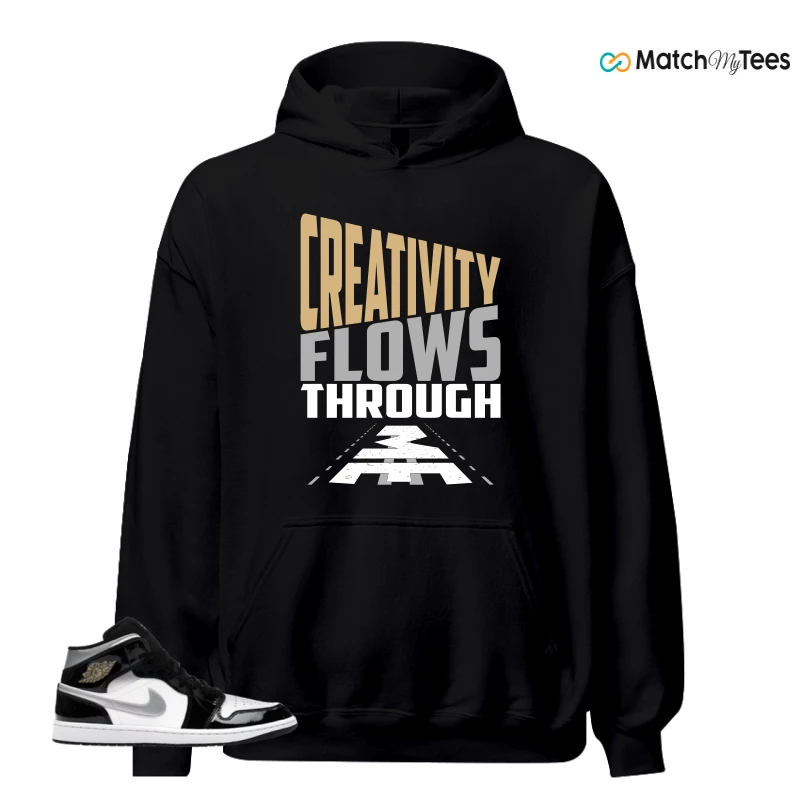 NIKE AIR JORDAN 1 MID SE BLACK WHITE SNEAKER Matching Tees hoodie