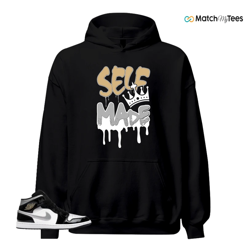 NIKE AIR JORDAN 1 MID SE BLACK WHITE SNEAKER Matching Tees hoodie