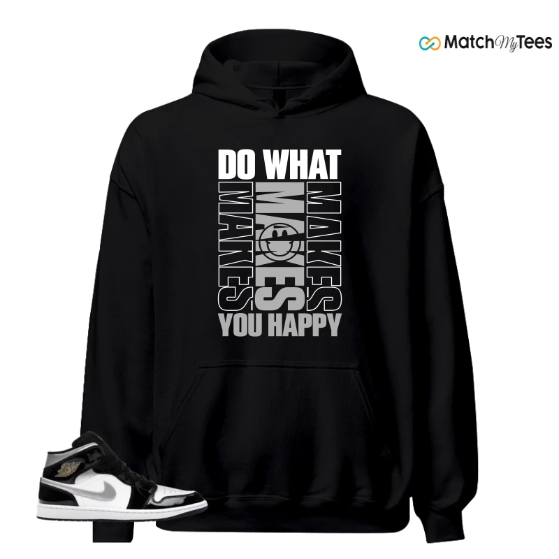 NIKE AIR JORDAN 1 MID SE BLACK WHITE SNEAKER Matching Tees hoodie