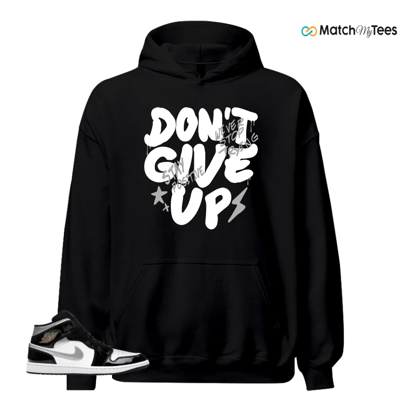 NIKE AIR JORDAN 1 MID SE BLACK WHITE SNEAKER Matching Tees hoodie