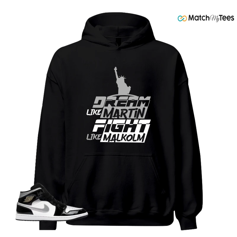 NIKE AIR JORDAN 1 MID SE BLACK WHITE SNEAKER Matching Tees hoodie