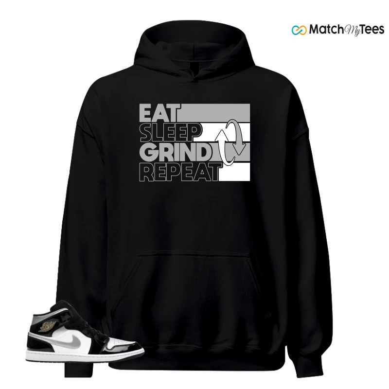 NIKE AIR JORDAN 1 MID SE BLACK WHITE SNEAKER Matching Tees hoodie