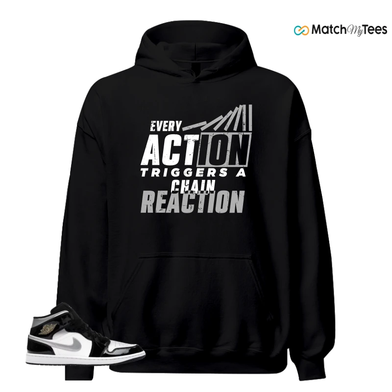 NIKE AIR JORDAN 1 MID SE BLACK WHITE SNEAKER Matching Tees hoodie