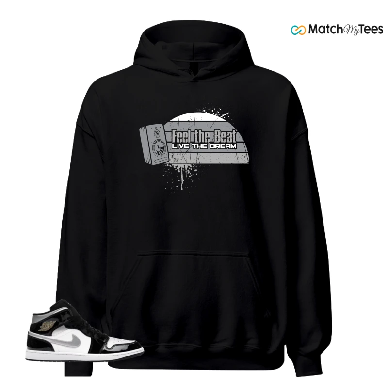 NIKE AIR JORDAN 1 MID SE BLACK WHITE SNEAKER Matching Tees hoodie