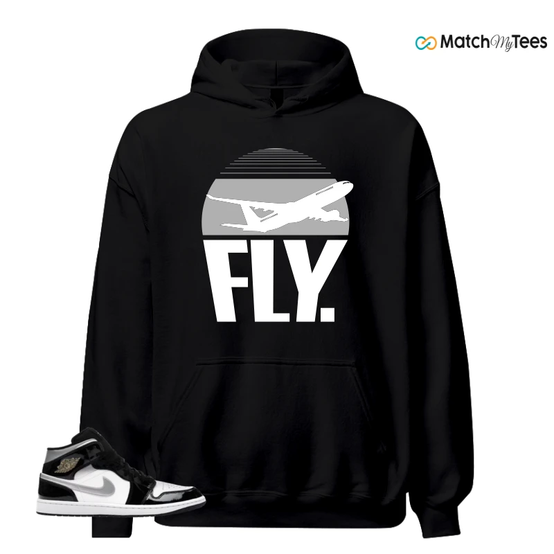 NIKE AIR JORDAN 1 MID SE BLACK WHITE SNEAKER Matching Tees hoodie