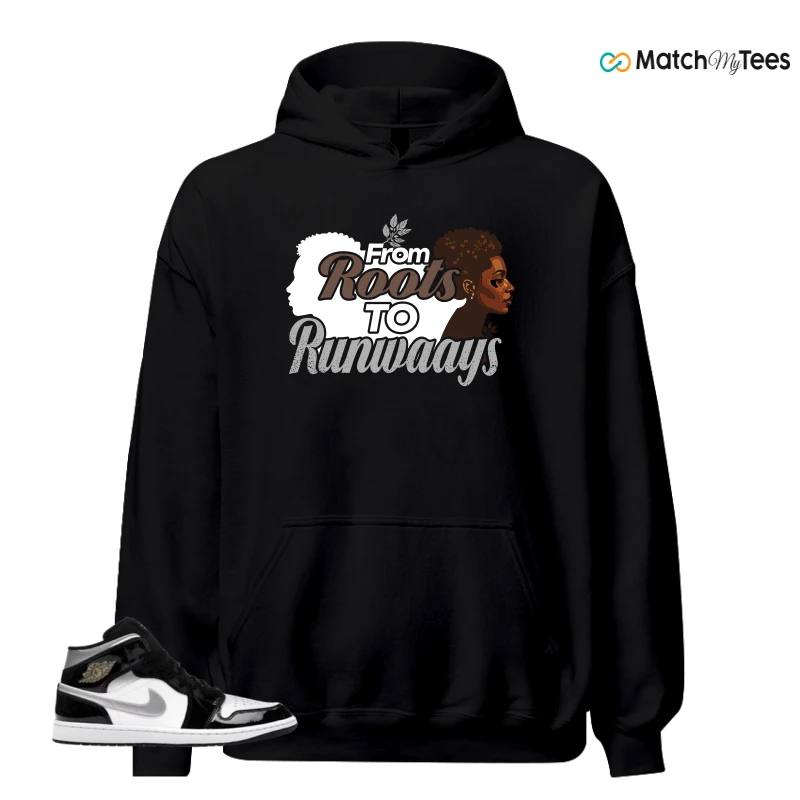 NIKE AIR JORDAN 1 MID SE BLACK WHITE SNEAKER Matching Tees hoodie