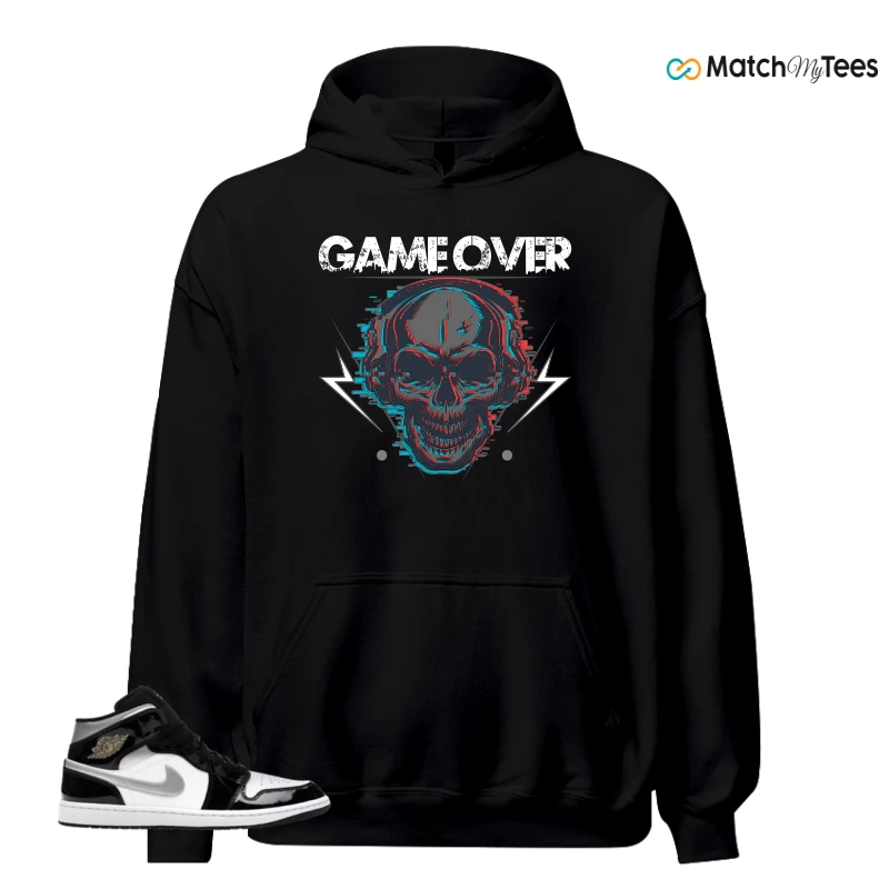 NIKE AIR JORDAN 1 MID SE BLACK WHITE SNEAKER Matching Tees hoodie